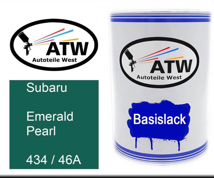 Subaru, Emerald Pearl, 434 / 46A: 500ml Lackdose, von ATW Autoteile West.